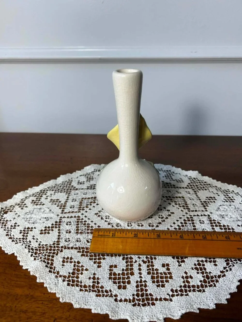 Vintage 3D Yellow Calla Lily Ceramic Bud Vase - Mid-Century Floral